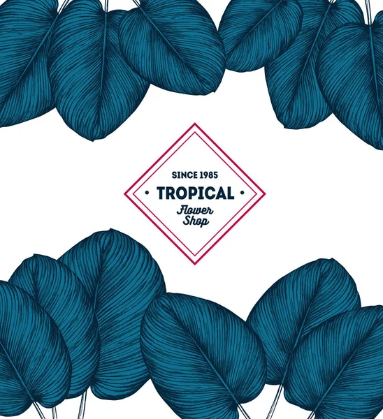 Hojas tropicales azules Vector De Stock