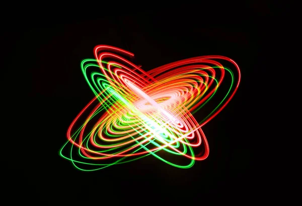 Red and green LED light painting — Stock Photo, Image