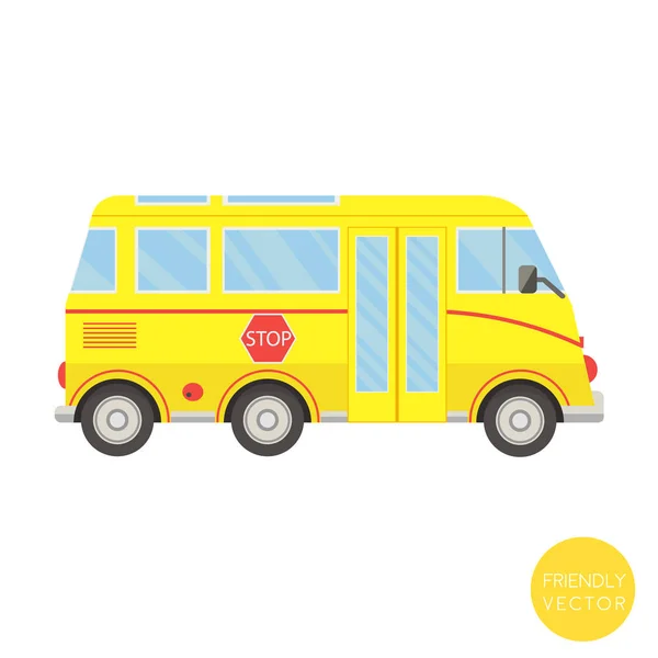Transporte de desenhos animados. Ilustração do vetor de ônibus escolar. Vista de lado . —  Vetores de Stock