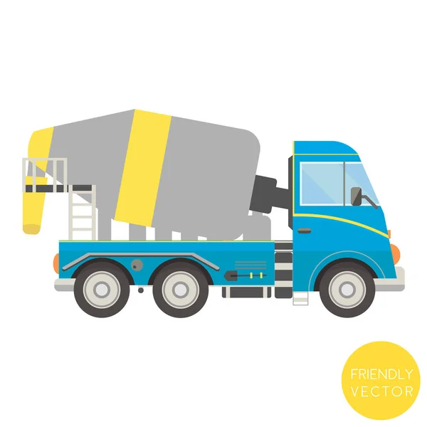 Transporte de desenhos animados. Mixer caminhão vetor ilustração. Vista de lado . —  Vetores de Stock