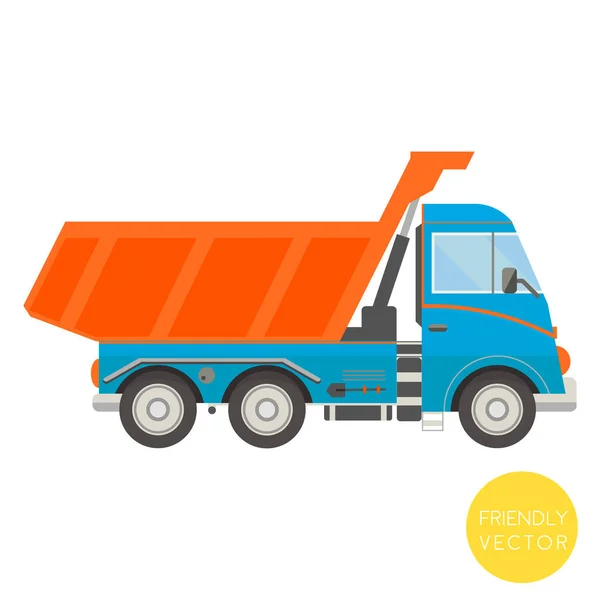 Transporte de desenhos animados. Ilustração do vetor de caminhão basculante. Vista de lado . —  Vetores de Stock