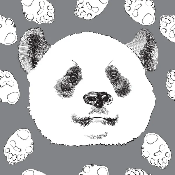 Лицевая панда на сером фоне — стоковый вектор