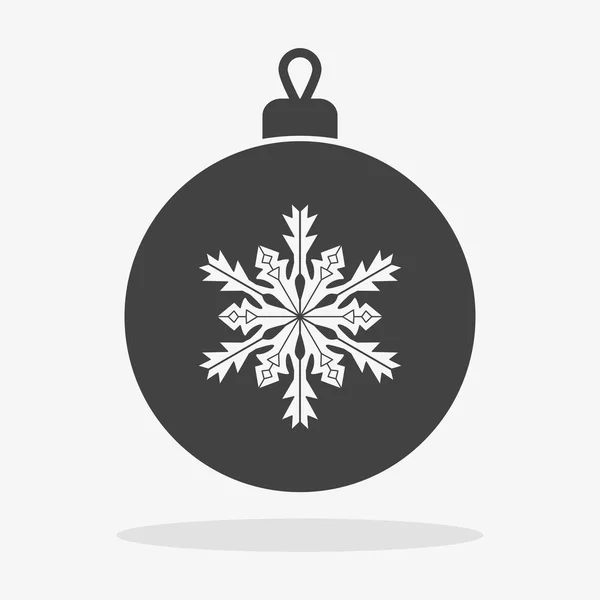 Kerst bal met sneeuwvlok pictogram platte vector — Stockvector