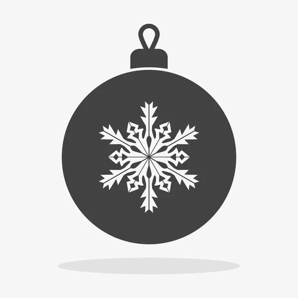 Kerst bal met sneeuwvlok pictogram platte vector — Stockvector
