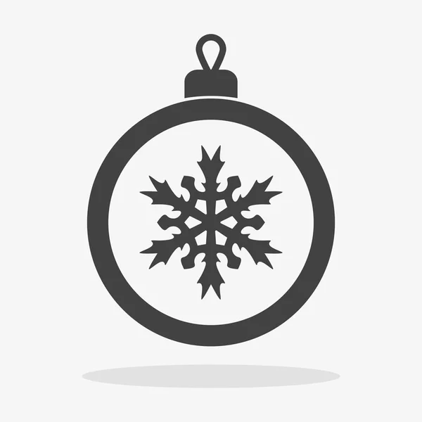 Χριστουγεννιάτικη μπάλα με νιφάδα χιονιού εικονίδιο επίπεδη διάνυσμα — Διανυσματικό Αρχείο