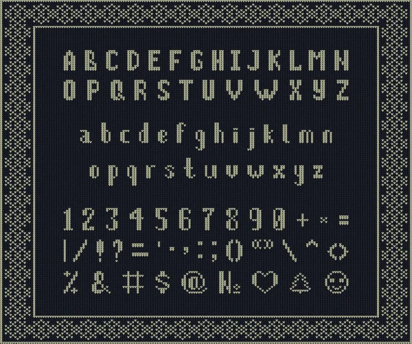 Πλεκτό χριστουγεννιάτικο γραμματοσειρά. Λατινικό αλφάβητο στην απρόσκοπτη υπόβαθρο Royalty Free Εικονογραφήσεις Αρχείου