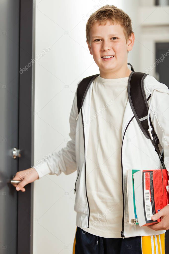 Boy on his way to class