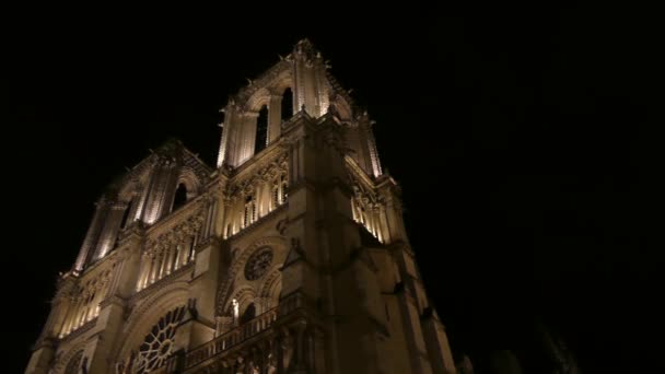 Night Notre Dame de Paris France — Stockvideo