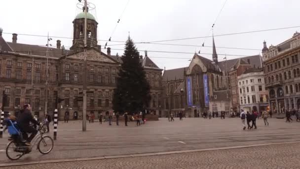 Amsterdam centrum bewolkte dag — Stockvideo