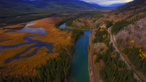 Banff aerial krajobraz droga — Wideo stockowe