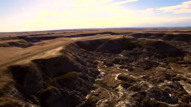 Aerial Drumheller Canyon — Stock Video