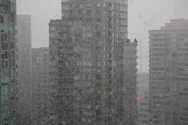 Snöfall Vancouver stadsbilden — Stockfoto