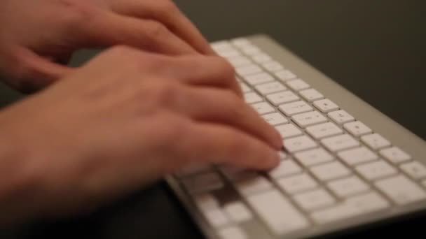 Closeup females hands typing computer keyboard — Stock Video