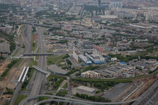 Moskova endüstriyel iş bölgesi yüksek açılı görünüş — Stok fotoğraf