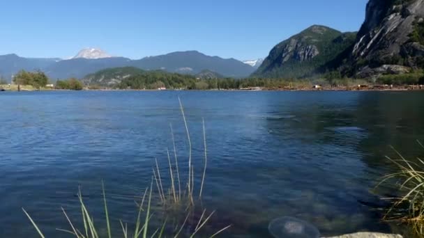 Waterkant bergen zomer zonnige dag Squamish Bc Canada — Stockvideo