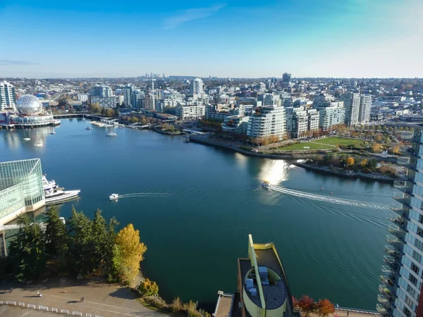 Havadan görünüm Vancouver güneşli gün modern Cityscape