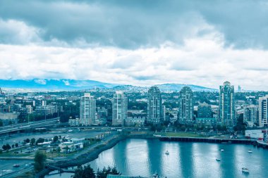 Uzun boylu kuleleri modern mimarlık Vancouver Kanada Eylül 2017