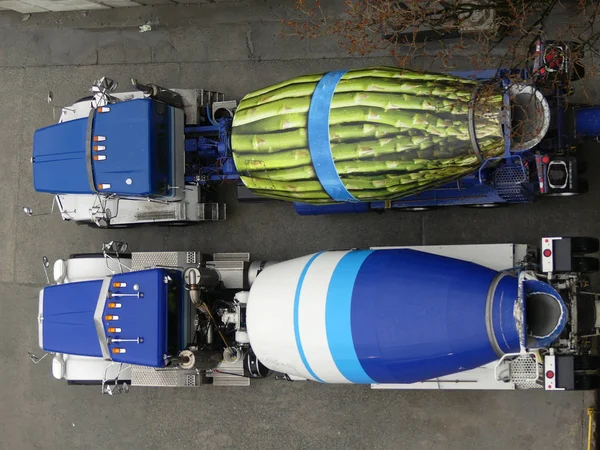 Çimento Mikser kamyon Üstten Görünüm