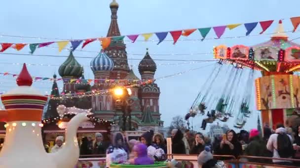 Feira de celebração do ano novo Praça Vermelha Moscou Rússia Jan 2018 — Vídeo de Stock