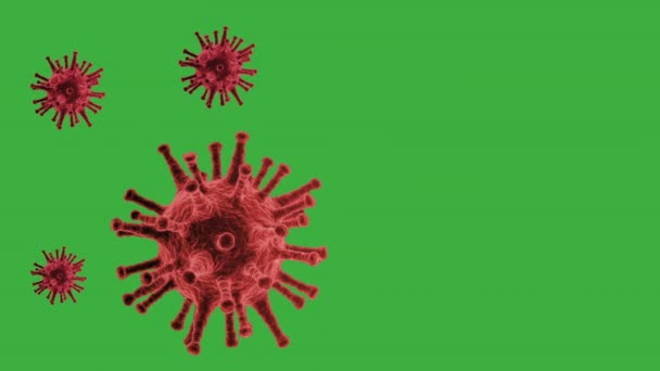 コロナウイルス赤クロマキー背景生物学 — ストック動画