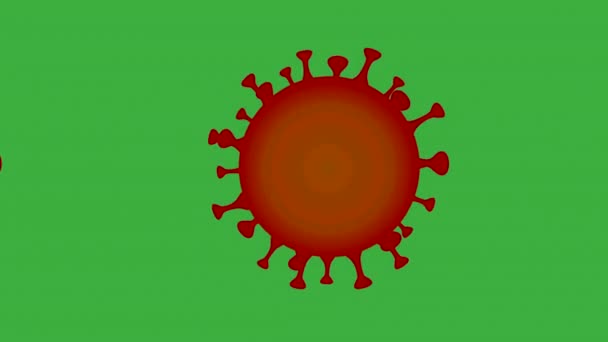 Abstrato ideia vermelho corona vírus pulsante imagem movimento verde croma chave — Vídeo de Stock