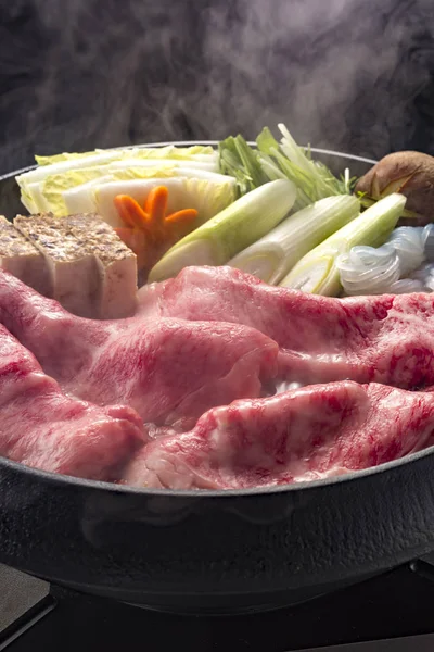 맛있는 쇠고기 수키야 — 스톡 사진
