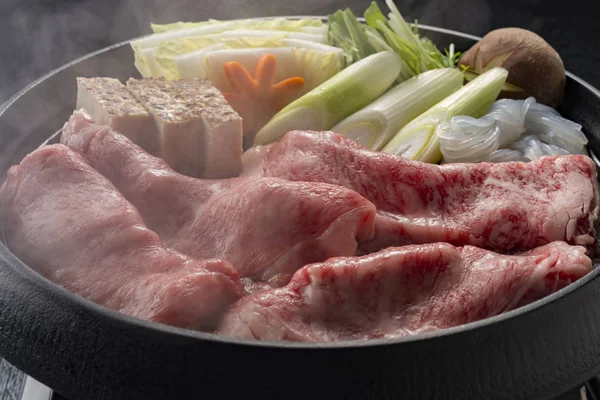 Heerlijk Rundvlees Sukiyaki Kookpot — Stockfoto