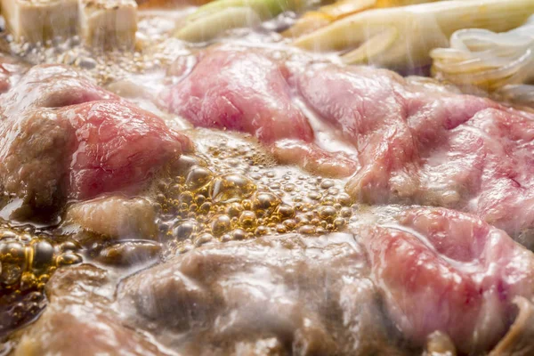 Finom Marhahús Sukiyaki Főzőedény — Stock Fotó