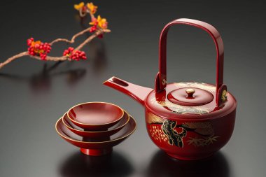 Beautiful tableware used in Japanese celebrations clipart