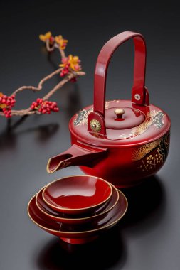 Beautiful tableware used in Japanese celebrations clipart