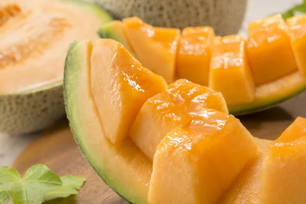 Cultivo Deliciosos Melones Criados Por Agricultores — Foto de Stock
