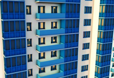 3D render modern çok katlı Konut Binası 