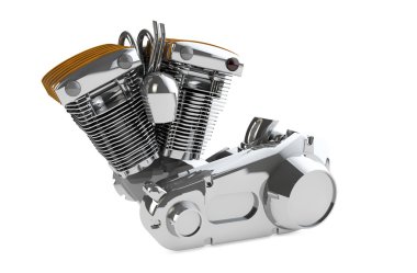 Beyaz arka plan 3d render motorunda krom motosiklet