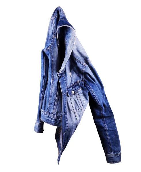 青いデニムのジャケット、白の背景に分離 — ストック写真