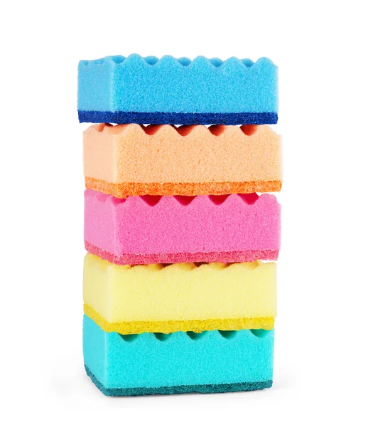 Beyazda izole edilmiş renkli süngerler