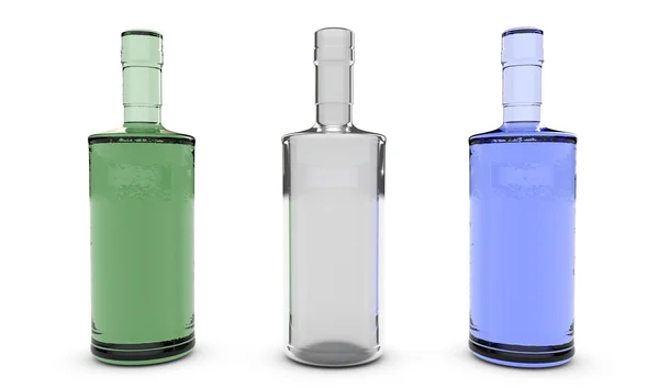Различные бутылки в баре 3D рендеринг — стоковое фото
