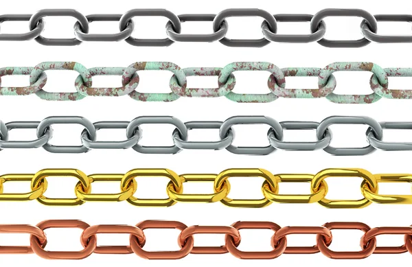 Seamless chains isolated on white background for continuous repl — Stock Photo, Image