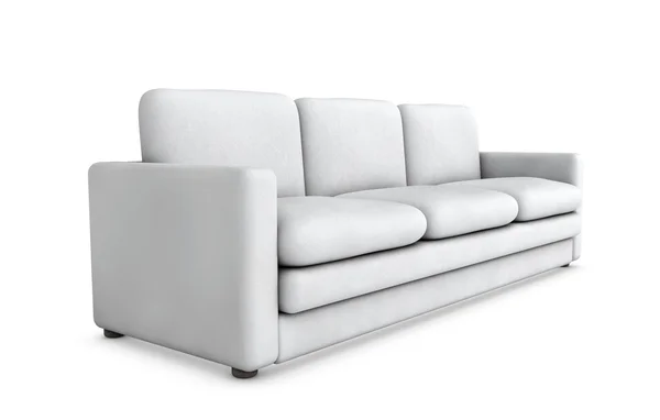 Soffa isolerad på vita tomma golv bakgrund, 3d illustration, — Stockfoto