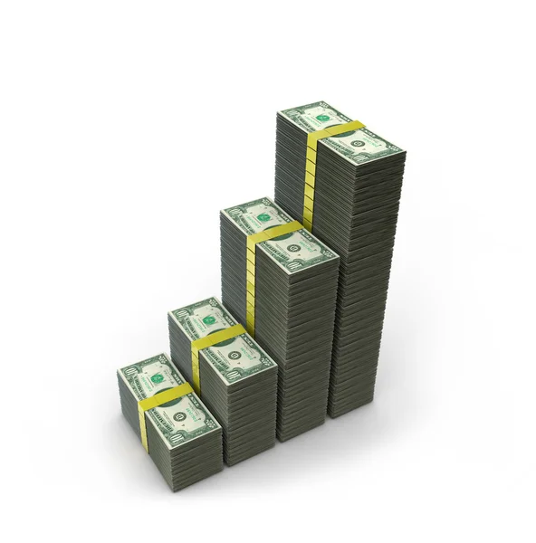 Stack of dollars. Conceptual illustration. Isolated on white bac — Stock Photo, Image