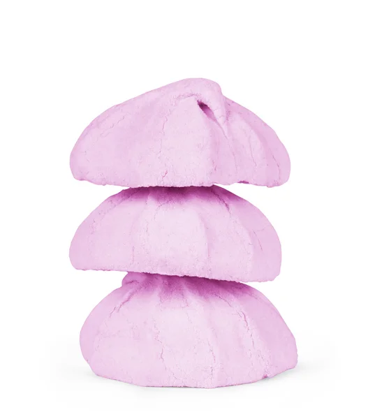 Stapel roze en marshmallows op een witte achtergrond — Stockfoto