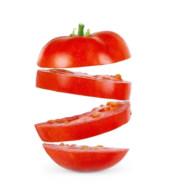 Die geschnittene Tomate isoliert auf weißem Hintergrund — Stockfoto