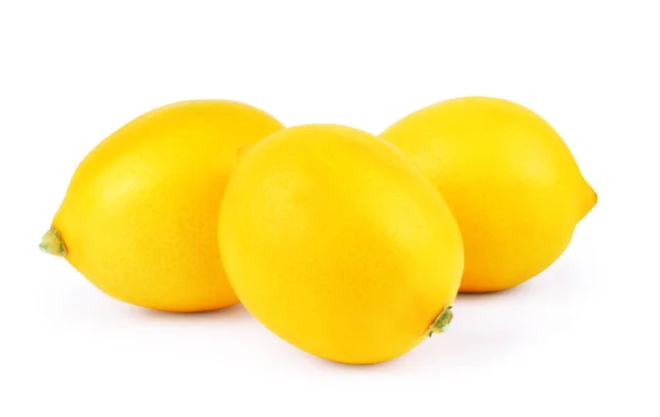 Drei Zitronen auf weißem Hintergrund isoliert — Stockfoto