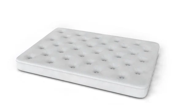 Белая кровать Матрас изолирован на белом фоне 3D рендеринг — стоковое фото