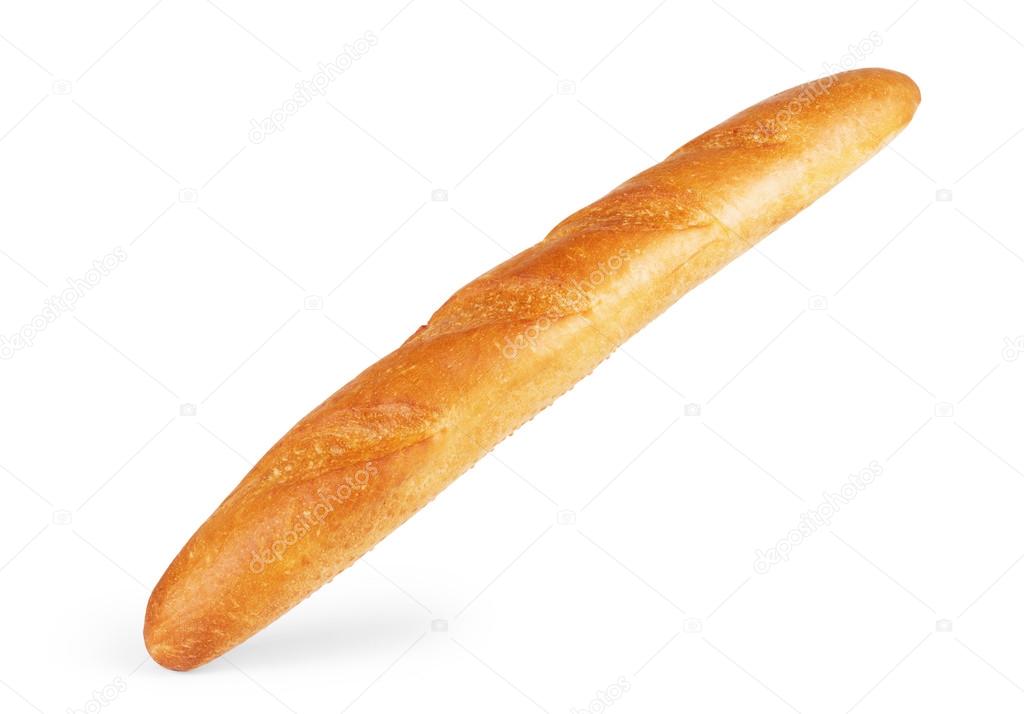 French baguette white bread isolated on a white background baker