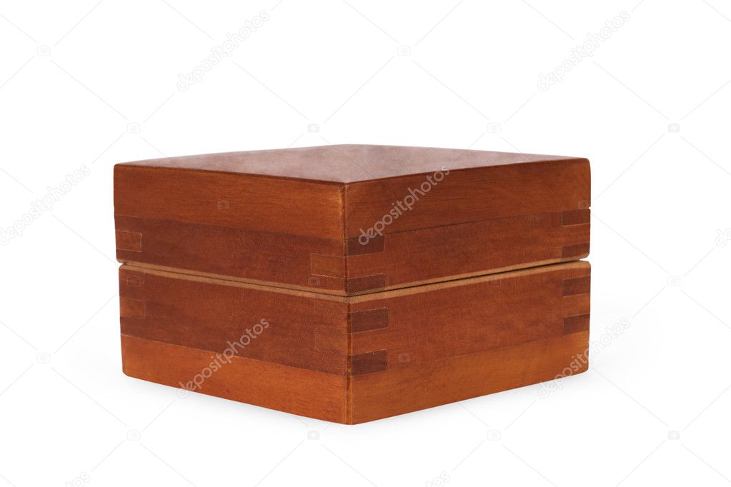 Old wooden box isolated on white