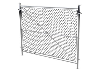 Metal tel çit - yalıtılmış bir tel üzerinde beyaz izole. 3D R