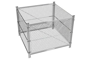 Metal tel çit tel çit üzerinde beyaz izole izole. 3D re