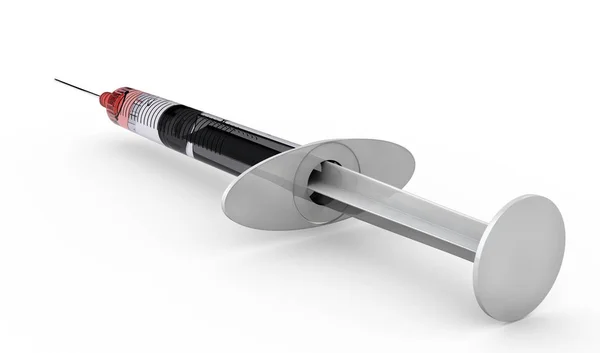 白い背景の上の針と注射器の 3 d レンダリング — ストック写真