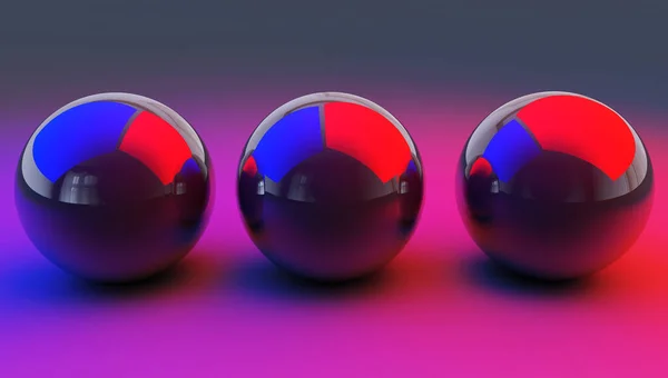 Ilustración abstracta de esferas brillantes, 3d render —  Fotos de Stock