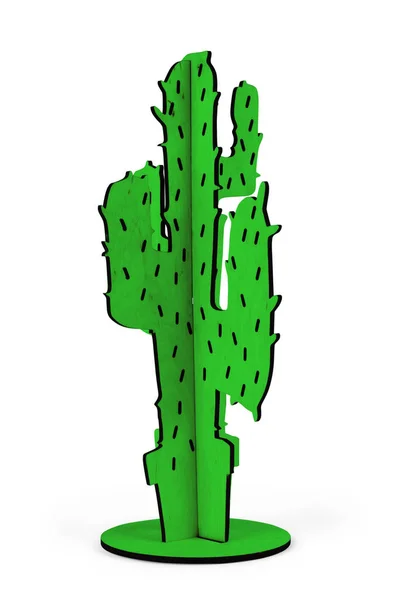 Cactus in legno giocattolo isolato su sfondo bianco, percorso di ritaglio inclu — Foto Stock